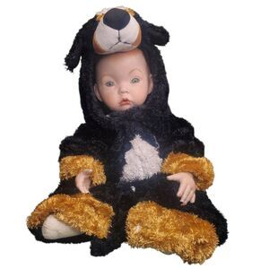 Antique Or Vintage Doll With Bisque Head And Hands And Cloth Body in Bear Costum